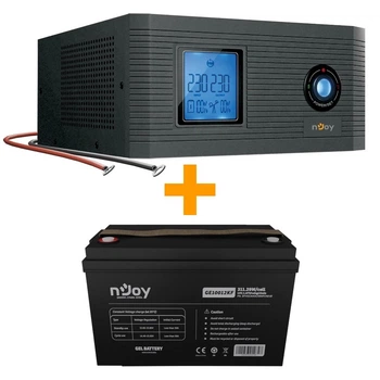 Комплект резервного питания для котла Njoy, ИБП Aira 1200 + АКБ GE10012KF 12V 100AH GEL