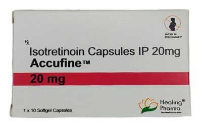 Ізотретиноїн від акне Healing Pharma Accufine Isotretinoin 20 мг 10 софтгелів