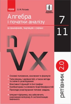 Алгебра і початки аналізу в означеннях, таблицях і схемах. 7–11 класи. Рятівник 2.0.