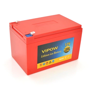 Аккумуляторная батарея литиевая Vipow 12V18Ah с элементами Li-ion 18650 со встроенной ВМS платой, (3S9P) (151х99х99)мм