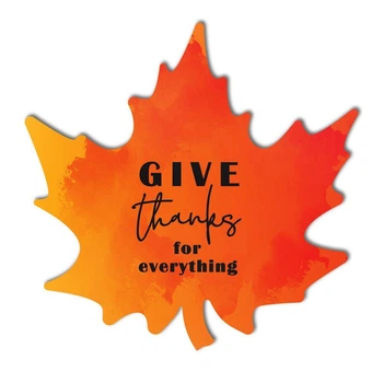 Декоративная деревянная табличка-лист 30х30 "Gives thanks for everything"