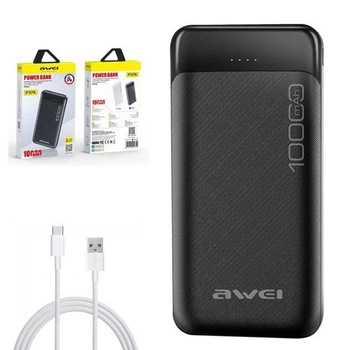 Портативний зарядний пристрій Power Bank Awei P37k/8414 Повербанк з індикатором заряду USB 10 000 mAh