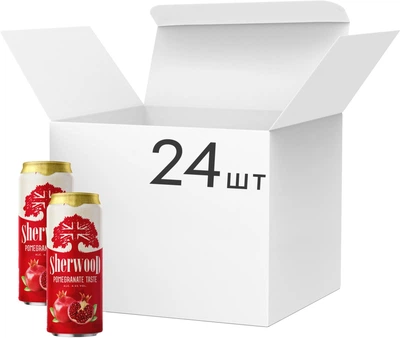 Упаковка суміші пива із соком Sherwood Pomegranate світле фільтроване 4.5% 0.5 л x 24 шт. (4770301233174)