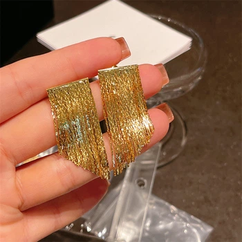 Серьги гвозди с цепочками серьги-шторки Honey Fashion Accessories золотистый (12-202)