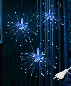 Світлодіодна гірлянда штора "Фейєрверк", 3x0,6м, 500 LED, 5 пучків, 8 режимів, 220V, Синій