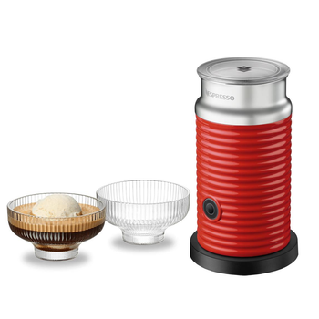 Капучинатор Nespresso Aeroccino 3 Red красный и набор чаши для аффогато (2 шт)
