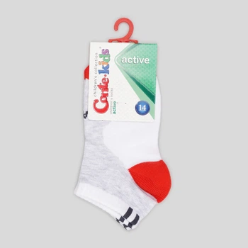 Детские носки хлопковые для мальчиков Conte Kids Active 7С-97СП 310 14 р Белые/Серые (4810226274927)