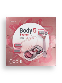 Жіночий набір для гоління Deliplus Body 6 system станок, 2 змінніх картриджа, міні-станок та дорожній контейнер