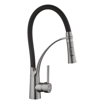 Смеситель для кухни с гибким изливом Kroner KRP Ersel - GRP03393BLK графит pvd