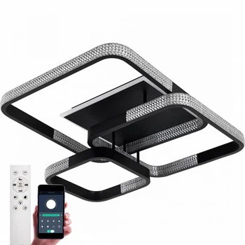 Люстра світлодіодна стельова LUMINARIA AKRILIKA SQUARE 130W 4S BLACK/CLEAR 220V IP20 з пультом ДУ