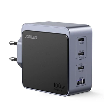 Мережевий зарядний пристрій UGREEN X565 Nexode Air USB-A/3xUSB-C 100W GaN Tech QC4.0 PD3.0 Space Gray (35043)
