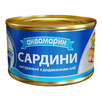Рибна консерва Сардини в соняшниковій олії Аквамарин 230 г х 36 шт