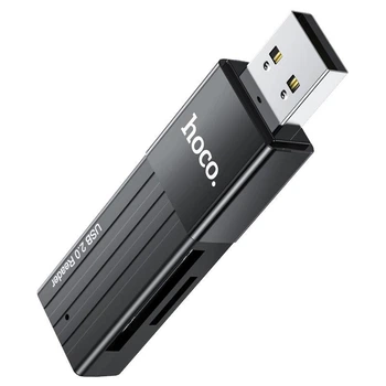 Кардрідер HOCO Mindful 2-in-1 card reader (USB2.0, SD/TF, 480Mbps). Black