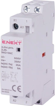 Контактор модульный E.Next e.mc.pro.2.25.1NO+1NC, 2р, 25А, 1NO+1NC, 230В p005220
