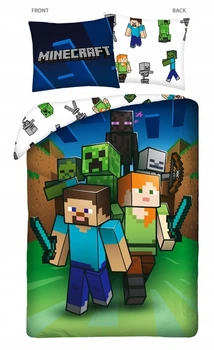 Двостороння постільна білизна Halantex Майнкрафт (наволочка+підковдра) Minecraft 140x200 см (MNC-239BL)