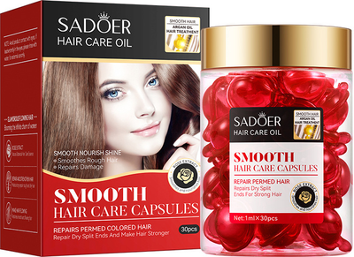 Капсулы для блеска и гладкости волос Sadoer Argan Oil Rose Smooth Hair Care Capsules с аргановым маслом и розой 1 мл х 30 шт (6976623800546)