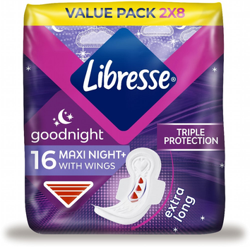 Прокладки гігієнічні Libresse Goodnight Maxi нічні 6 крапель 16 шт (7322541311708)