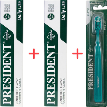 Набор President Classic Зубная паста 75 мл х 2 шт + Щетка (8030009749916)