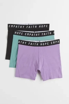 Набор удлиненные хлопковые боксеры H&M 3шт L green lavender разноцветный 2010