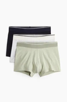 Набор коротких хлопковых боксеров H&M 3 шт L green gray melange разноцветный 2008