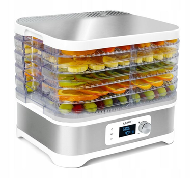 Сушарка для фруктів овочів грибів та м'яса YOER VitaSave FD01W 450 Вт Сріблясто-біла