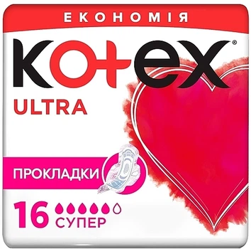 Гігієнічні прокладки, 16 шт - Kotex Ultra Dry Super Duo 16шт (791491-27236)