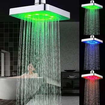 Лейка насадка для душа с LED подсветкой RGB светодиодная, квадратная 150 мм LED Shower head AND XL-902(XL902 -AV)