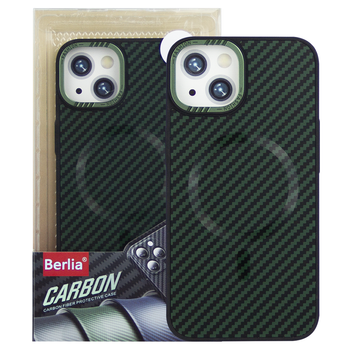 Чохол Berlia Armor Carbon для Apple iPhone 13 бампер з MagSafe Green
