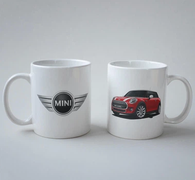 Подарочная чашка с принтом Мини Купер (Mini Cooper) Красный 330 мл.