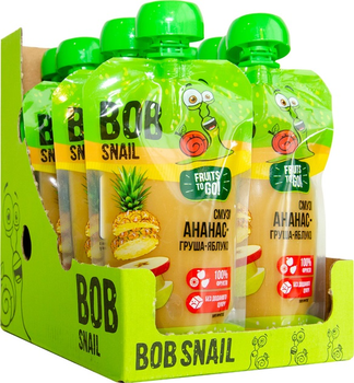 Упаковка фруктового пюре Bob Snail Смузі пастеризоване Ананас-Груша-Яблуко 120 г х 10 шт. (4820219343653)