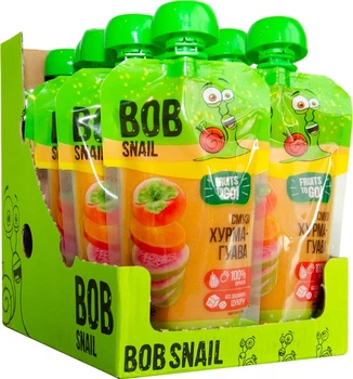 Упаковка фруктового пюре Bob Snail Смузі пастеризоване Хурма-Рожева гуаява 120 г х 10 шт (4820219343165)