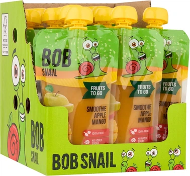 Упаковка фруктового пюре Bob Snail Смузі Яблуко-Манго пастеризоване 200 г х 12 шт (4820219347033)
