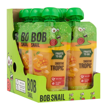 Упаковка фруктового пюре Bob Snail Смузи Банан-Ананас-Манго пастеризованное 120 г х 10 шт (4820219346388)