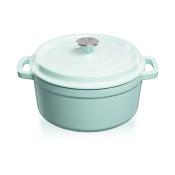 Каструля чавунна емальована GRANDFEU блакитна, 4,7л, з кришкою (FEUBLUE)