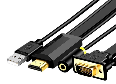 Конвертер кабель HDMI to VGA JH Z130 2м + Аудио + Питание Адаптер Преобразователь