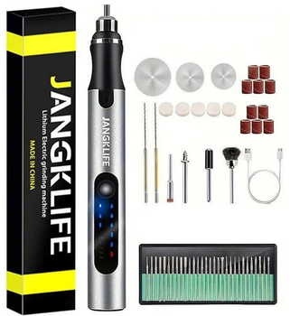 Мини гравер USB JangKlife Е108 15000 об/мин + 56 аксессуаров, мини дремель, фрезер по дереву, дрель