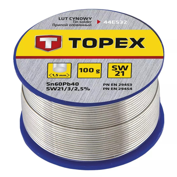 Lut cynowy TOPEX Sn60Pb40 1.5 mm 100 g 44E532 (5902062020789)