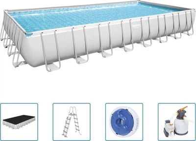 Басейн каркасний прямокутний 5в1 Bestway 56623 Power Steel 956 x 488 см