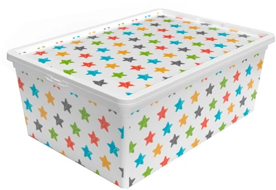 Контейнер для зберігання з кришкою Qutu Trend Box Colored Star 10 л (TREND BOX с/к COLORED STAR 10л.)