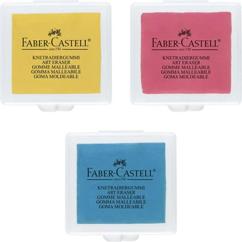 Три гумки - клячки Faber Castell кольорові в пластикових боксах