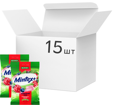 Упаковка карамелі Roshen Mintex+ Berry зі смаком лісових ягід та ментолу ВКФ 140 г х 15 шт (4823077641022)