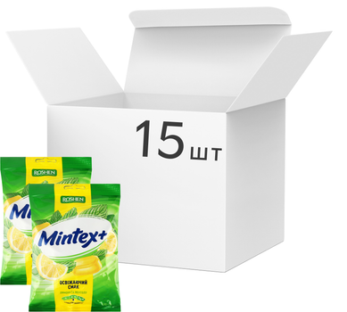 Упаковка карамелі Roshen Mintex+ Lemon зі смаком лимона та ментолу ВКФ 140 г х 15 шт (4823077641039)