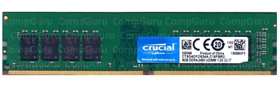 Оперативна пам'ять для ПК Crucial DDR4 8GB 2400MHz UDIMM (CT8G4DFD824A.C16FBR2)