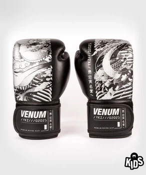 Боксерские перчатки для детей Venum YKZ21 Boxing Gloves For Kids Black White (VENUM-04350-108-4oz)