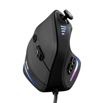 Проводная вертикальная компьютерная мышь ZELOTES C18 с джойстиком и RGB подсветкой, черная (88789614)