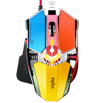 Проводная игровая компьютерная мышь INPHIC PG6 с 12800 DPI и RGB подсветкой, разноцветная "G" (88789273)