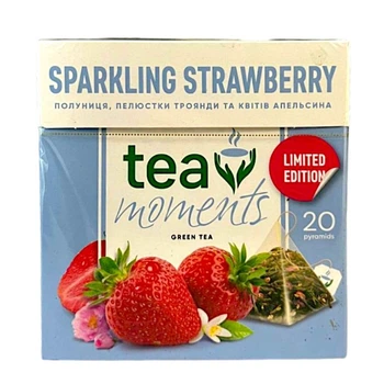 Зелений чай із полуницею Tea Moments Sparkling Strawberry 20 пірамідок