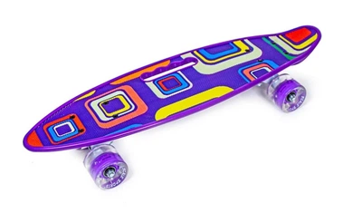 Скейт Пенни борд Best Board Picasso, со светящимися PU колёсами, с ручкой. Multicolor (1573464681)