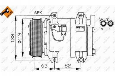 Компресор кондиціонера NRF 32211 Volvo S80, S60, XC70, V70, XC90 30665339, 30742206, 30761388