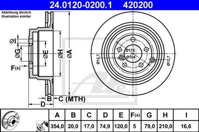 Тормозные диски ATE 24012002001 Land Rover Range Rover LR031844, LR017804, SDB500201